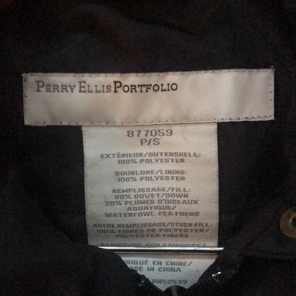 PERRY ELLIS Down Filled Long Black Warm Winter Puffy Parka Coat - Picture 7 of 8